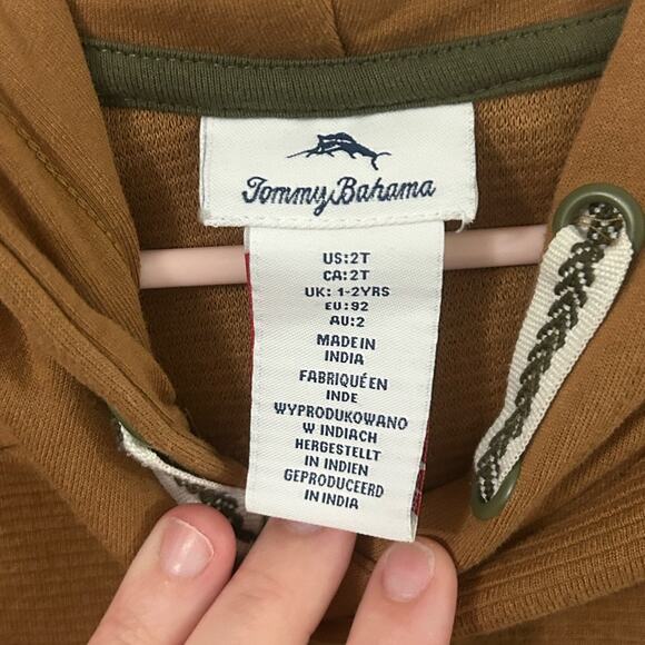 Tommy Bahama Boys 2T Brown Sweater with Dinosaur hood - Picture 2 of 5